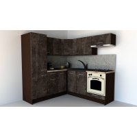 Bucatarie de Colt GENA NEW 9 ST. 190-200, Cu Corp de Cuptor, Wenge / Decor 4299